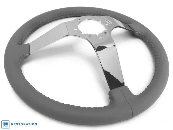 Steering Wheel Replacement 14" Gray Leather 3 Spoke for GM Comfort Grip (2004–2015)