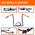 12" Prewired Pre-Drilled Ape Hanger Handlebar for Harley Road King FLHR (2014–2015)