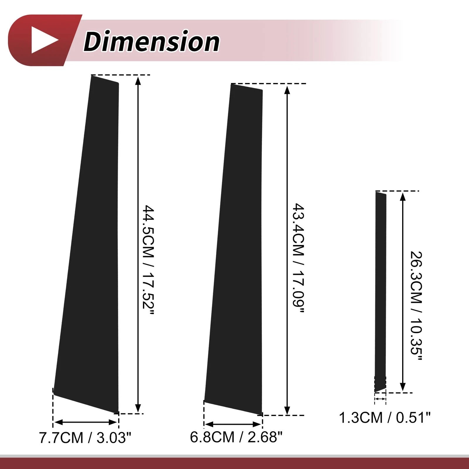 6 Pcs Door Pillar Window Trim for Lexus ES (1997–2001) Black