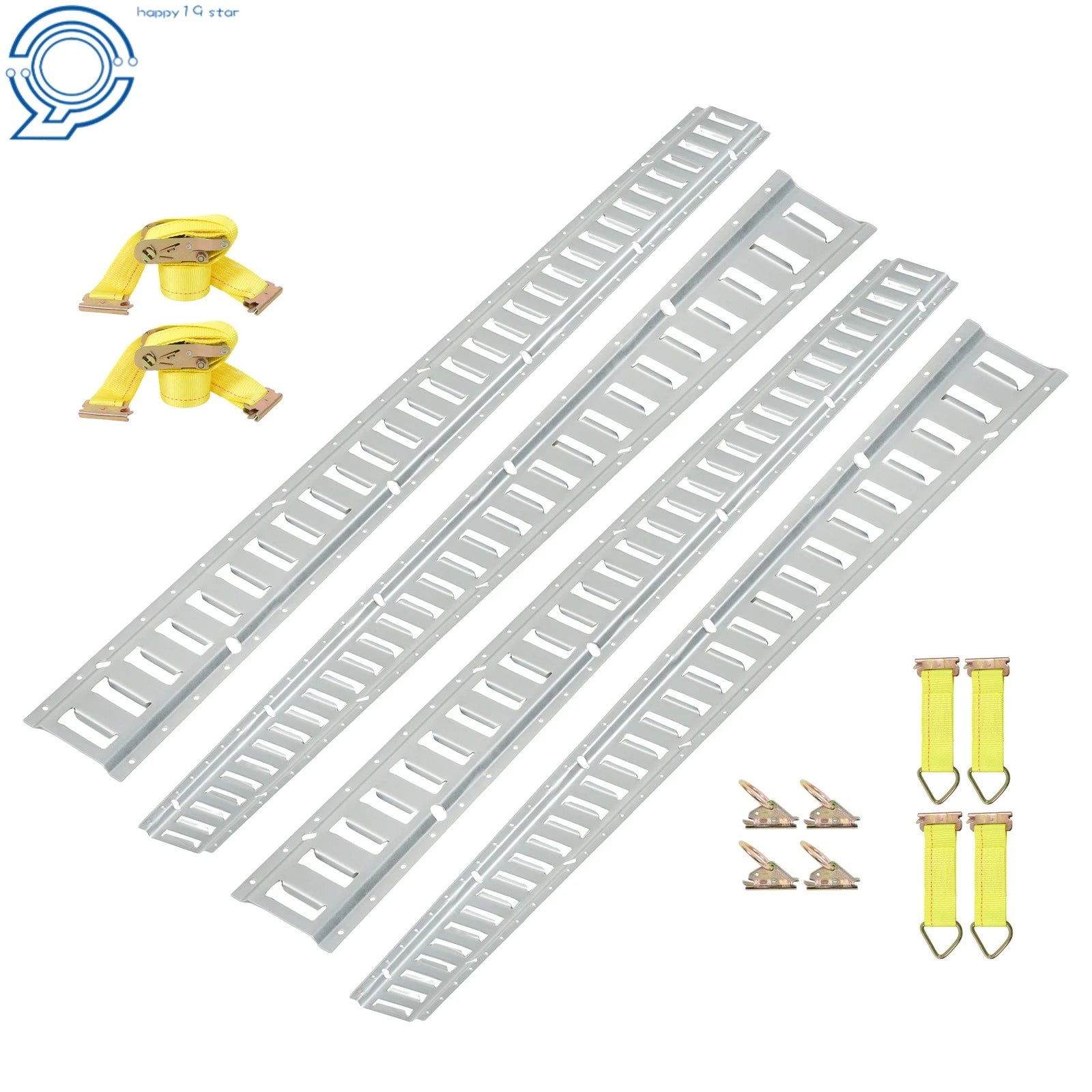Set of 14 E Track Rails with Ratchet Straps for E-Track Systems