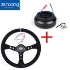 Deep Dish Suede Steering Wheel + Hub Adapter for Honda Civic (1996–2000)