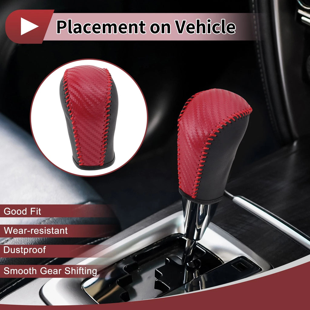 1Pc Gear Shift Knob Cover for Subaru Forester (2006–2012) Red Faux Leather