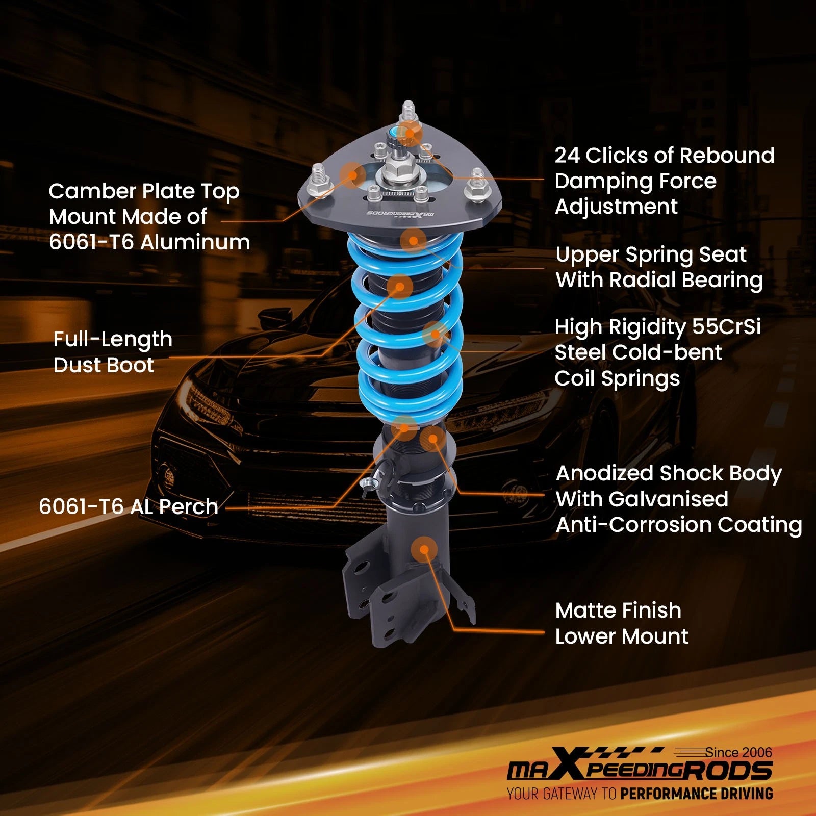 Adjustable Coilovers Suspension Kit for Honda Pilot (2003-2008)
