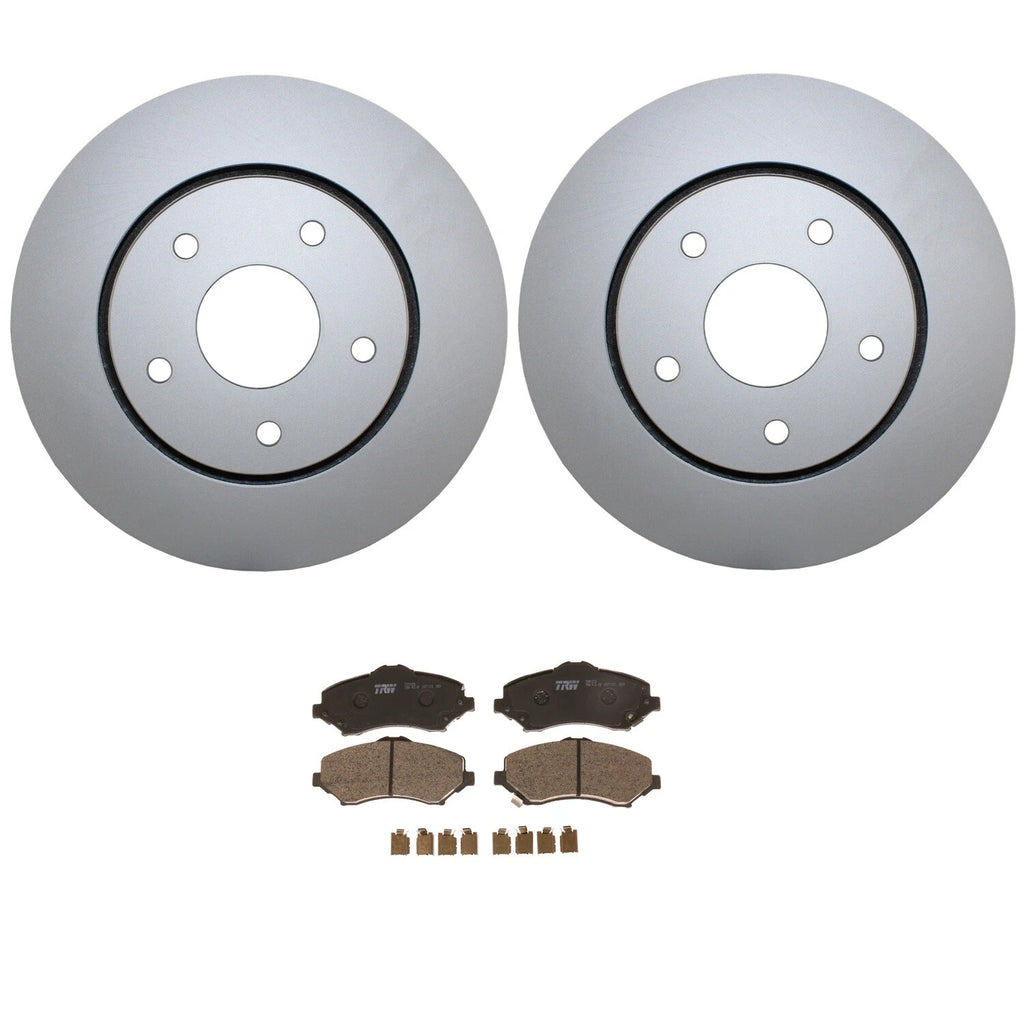 Front Brake Kit 302mm Disc Rotors & TRW Metallic Pads for Chrysler Dodge Ram