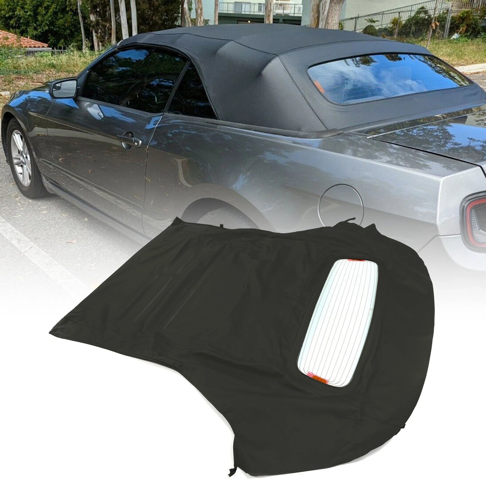 Soft Top for Ford Mustang Convertible (2005–2014) - Black Sailcloth, Glass Window