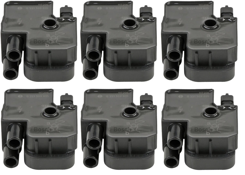 Set of 6 Ignition Coils for Mercedes S203 W203 C208 A208 (2001–2007) Bosch 0221503035