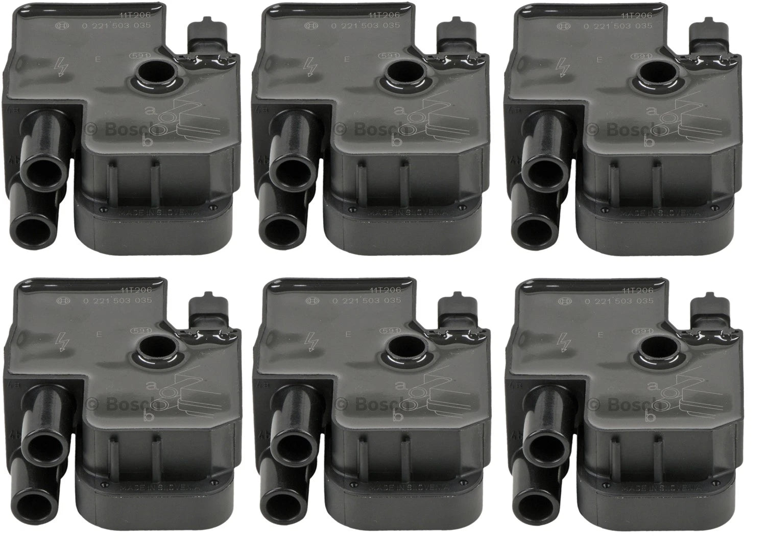 Set of 6 Ignition Coils for Mercedes S203 W203 C208 A208 (2001–2007) Bosch 0221503035