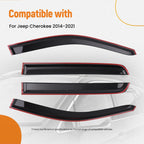 Set of 4 Side Window Visors Rain Guards for Jeep Cherokee (2014–2021)