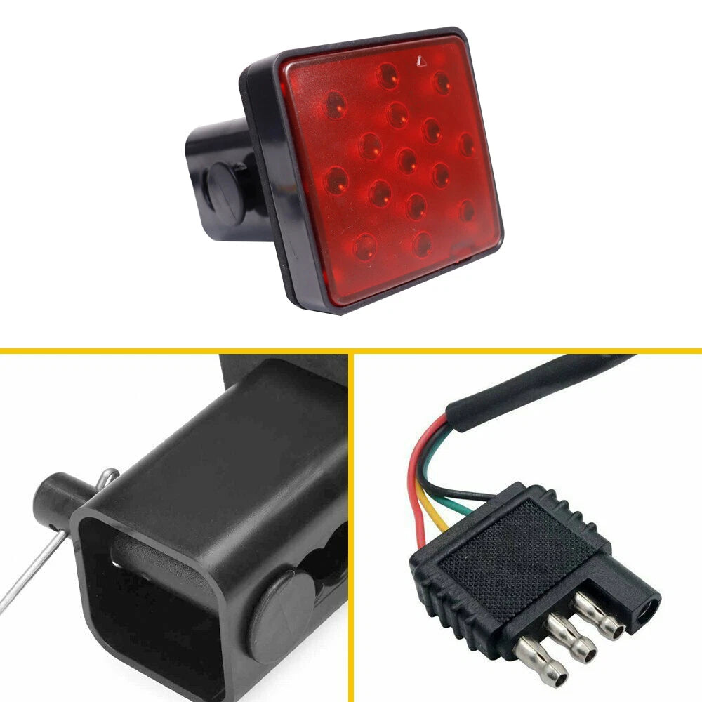 15-LED Brake Light Trailer Hitch Cover for Towing & Hauling (Fits 2")