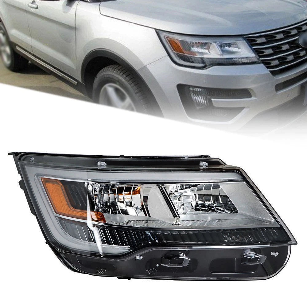 Halogen Headlight for Ford Explorer (2016–2019) with LED DRL Chrome