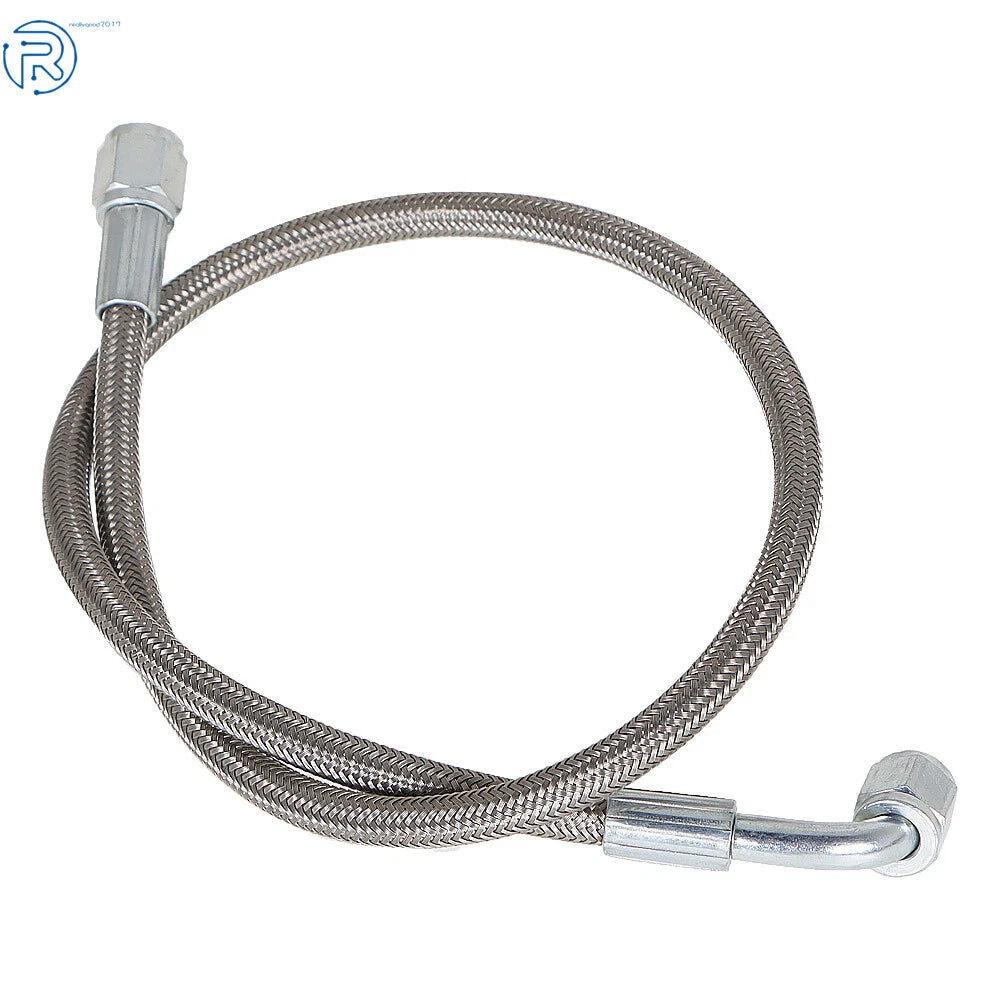4AN 90 Degree Steel Braided Turbo Oil Feed Line for Universal (24")
