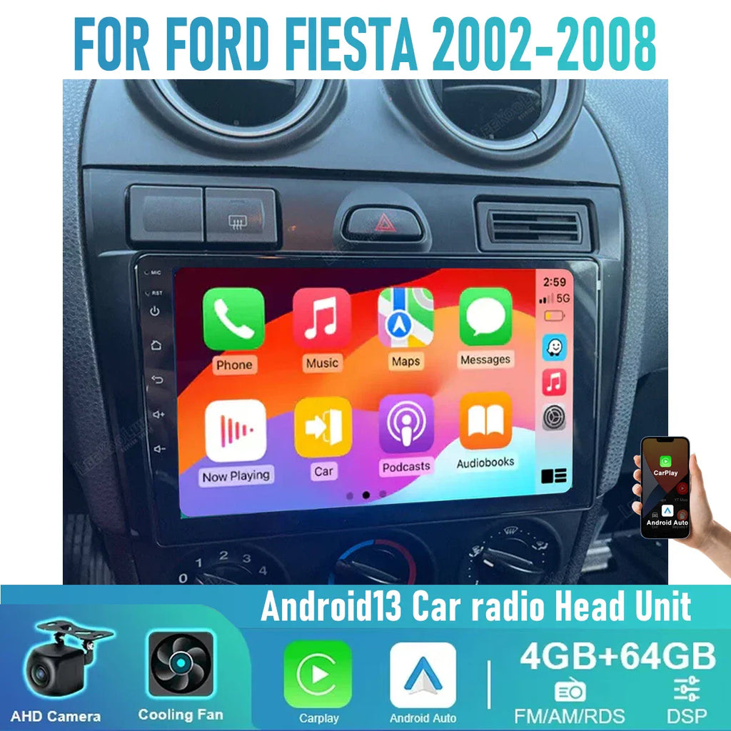 9" Wireless CarPlay Android Auto Head Unit for Ford Fiesta (2006-2008)