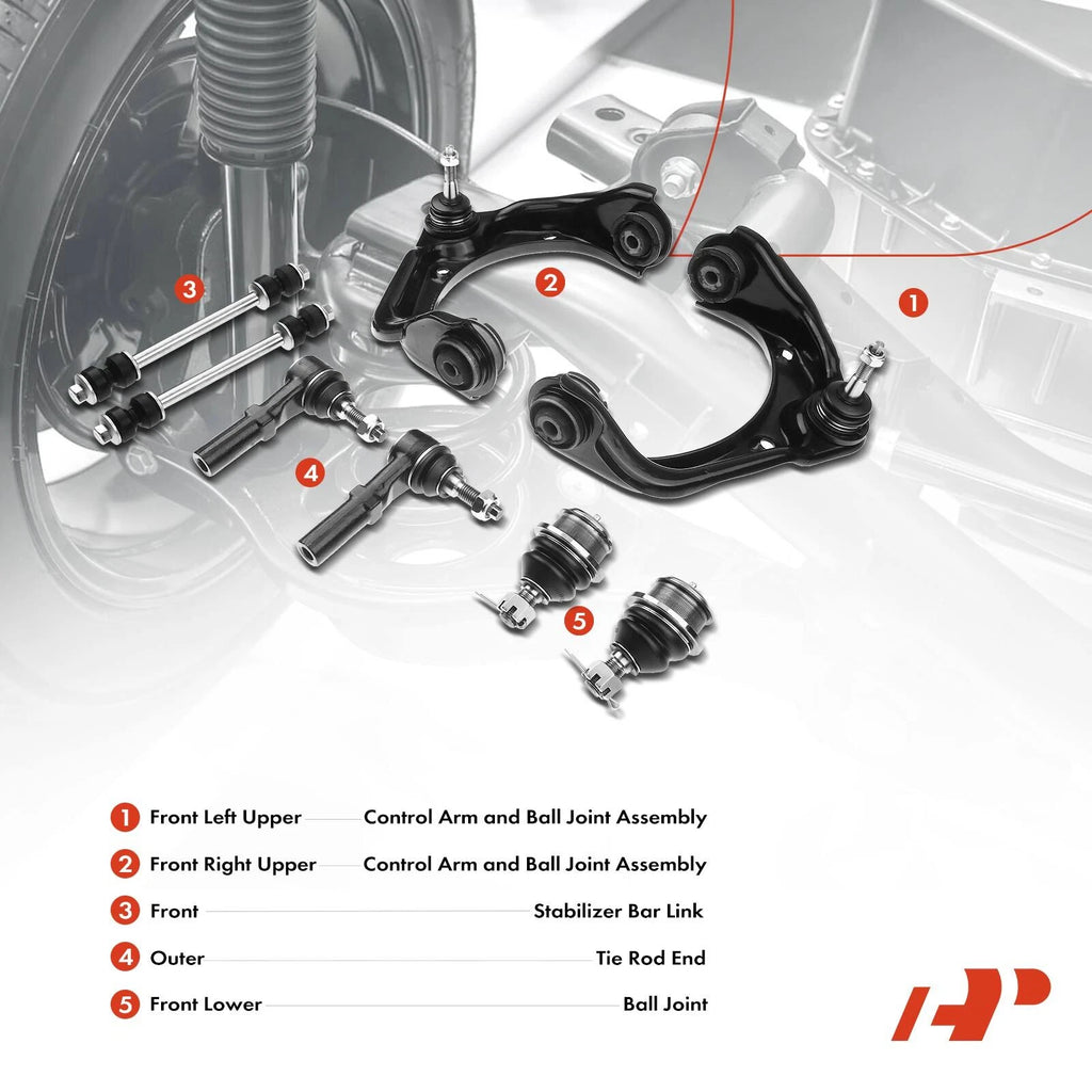 8x Front Control Arm Sway Bar Tie Rod End for Ford Explorer (2006-2010)