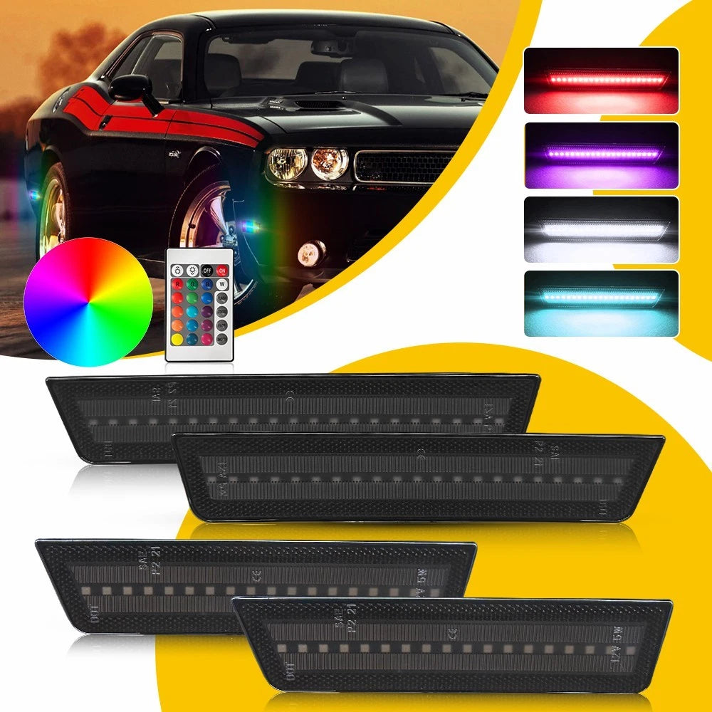 Set of 4 RGB LED Side Markers for Dodge Challenger (2008–2014)