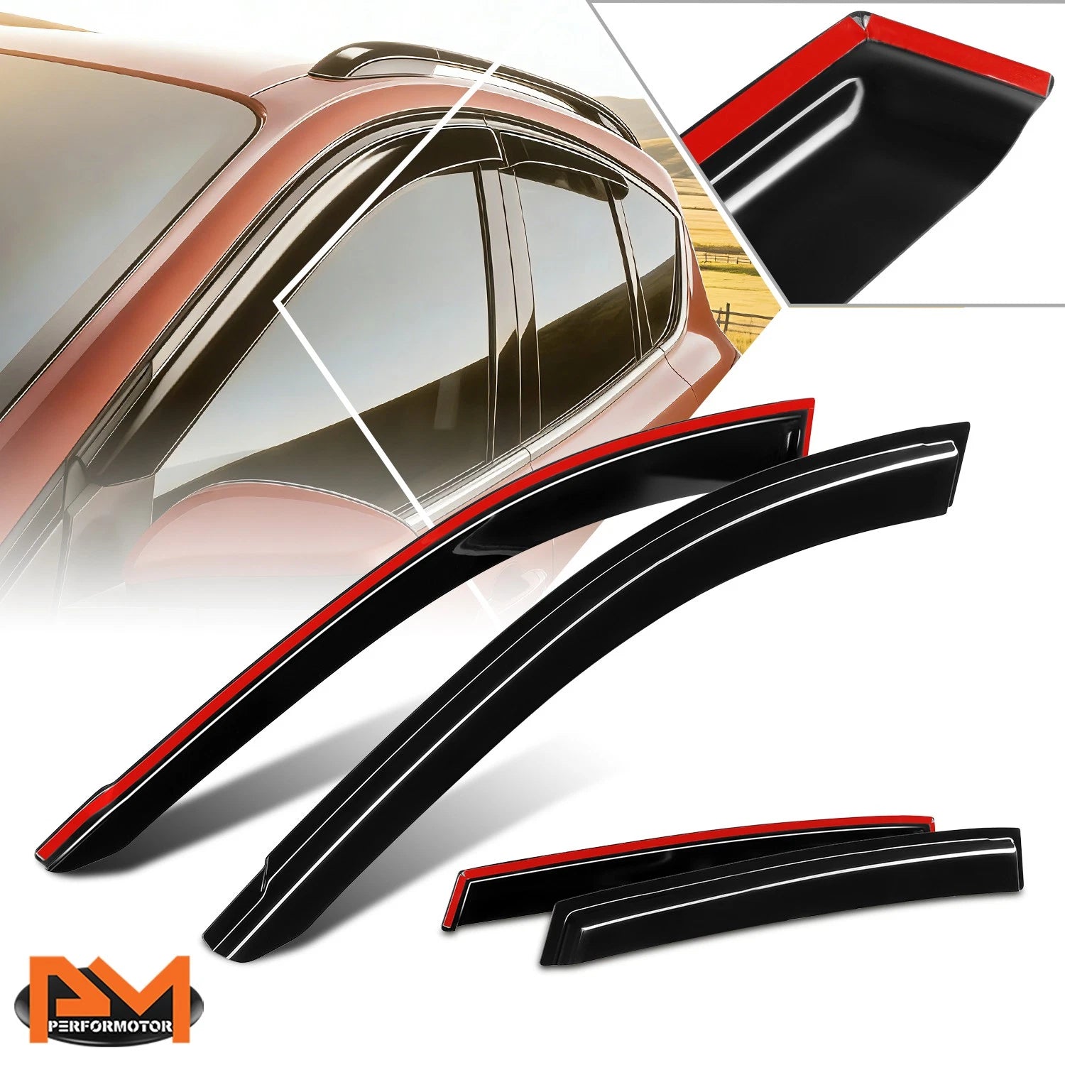 Set of 4 Tap-On Side Window Visors for Toyota RAV4 (2013–2018)