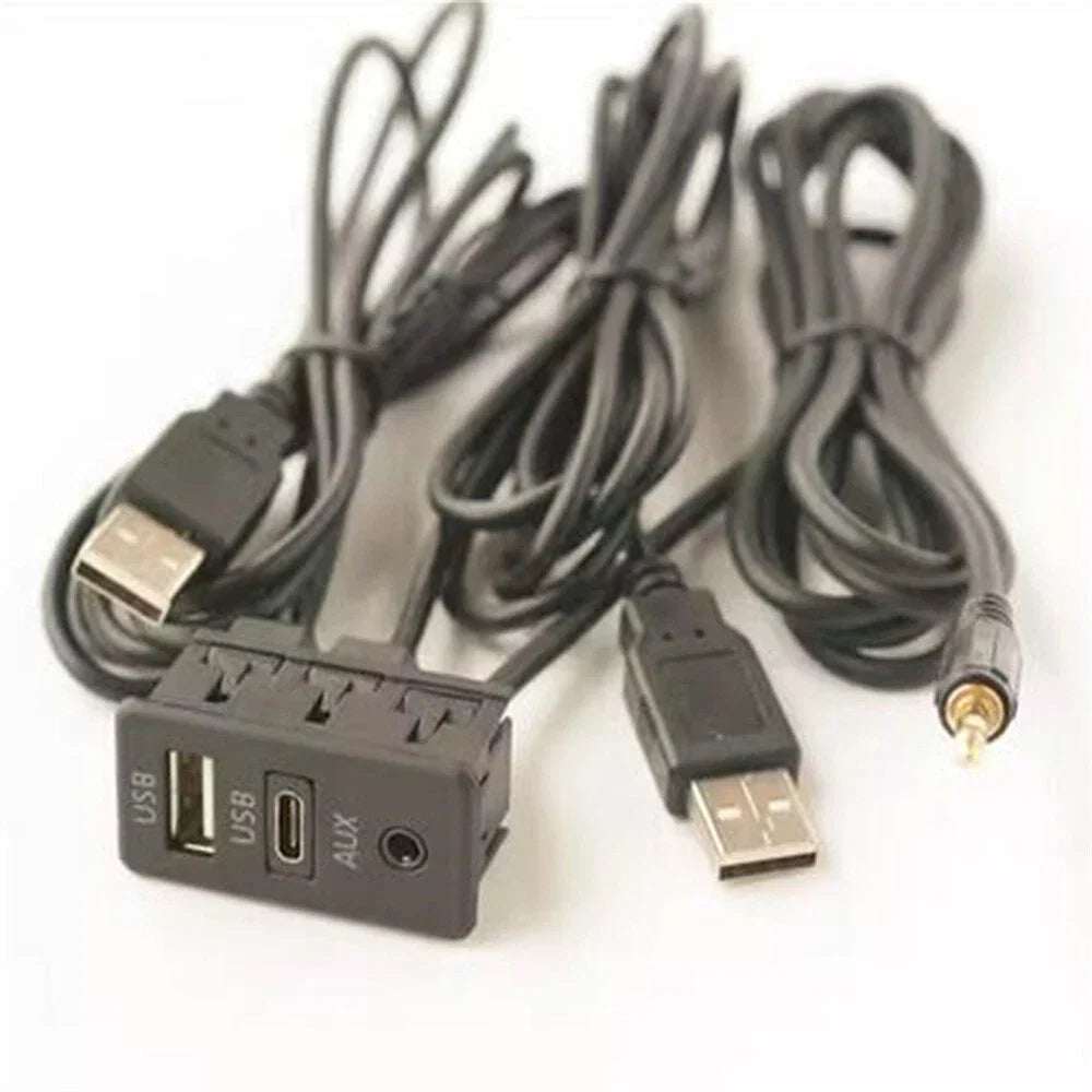 150CM Car Dash Mount AUX Type-C USB Panel Extension Cable Adapter