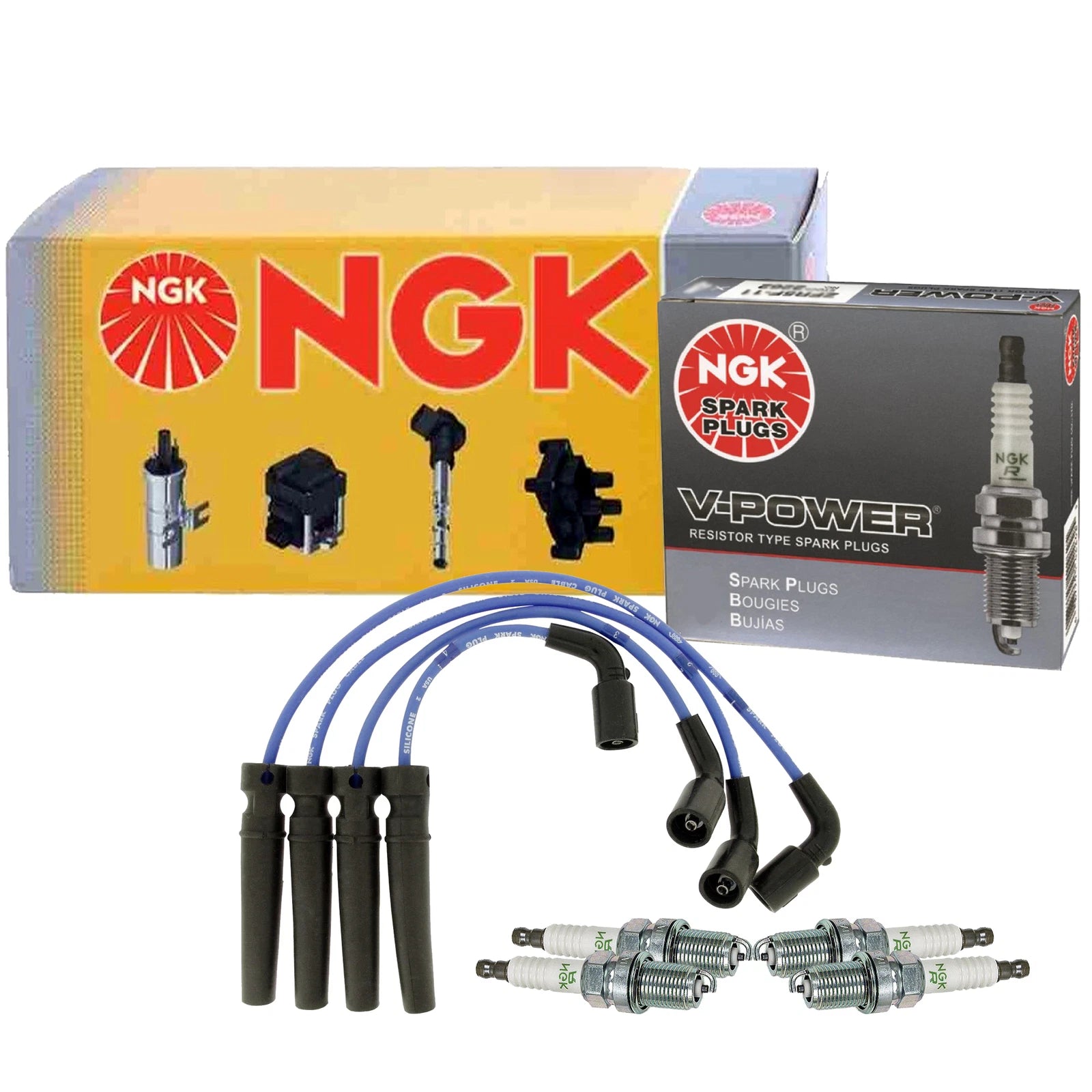 Set of 4 NGK V-Power Spark Plugs for Chevy Aveo, Daewoo Lanos (2004–2011)
