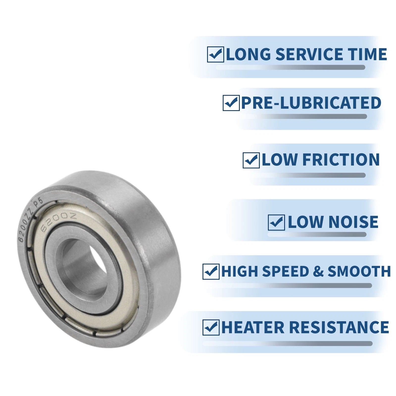6200ZZ Deep Groove Ball Bearings for Scooter Skateboard Wheel (10x30x9mm)