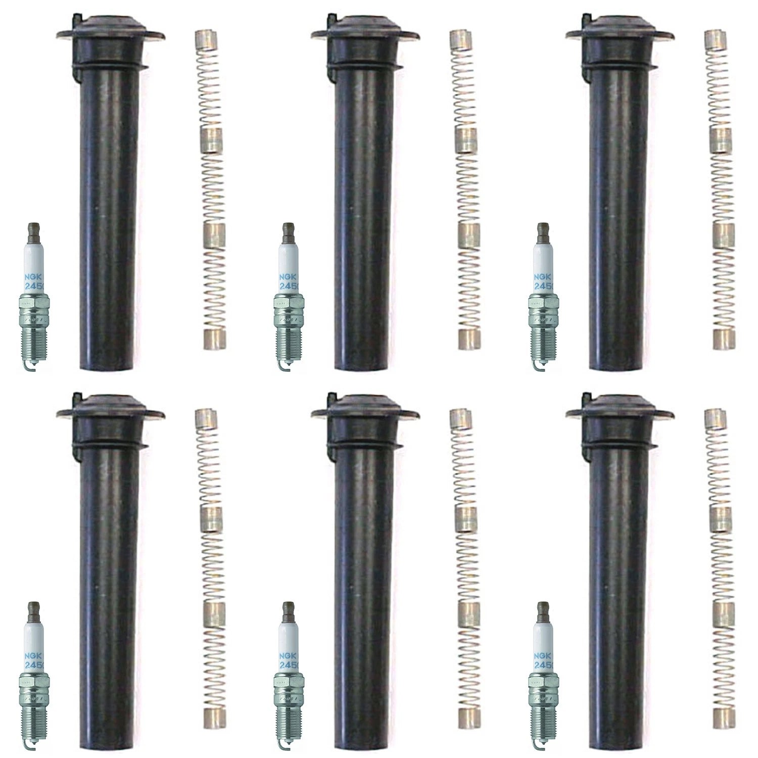 Set of 6 NGK Laser Platinum Spark Plugs & Denso Coil Boots for Escape Tribute (2001–2008)