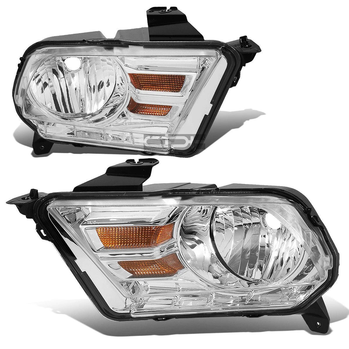 Pair of Chrome Housing Amber Corner Headlights for Ford Mustang (2010–2014)