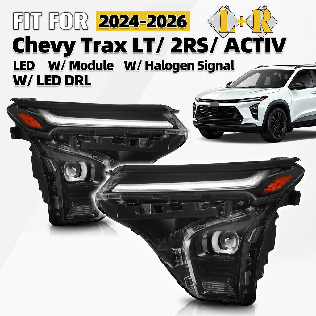 Set of 2 LED Headlights w/ DRL for Chevy Trax LT 2RS Activ (2024–2026)
