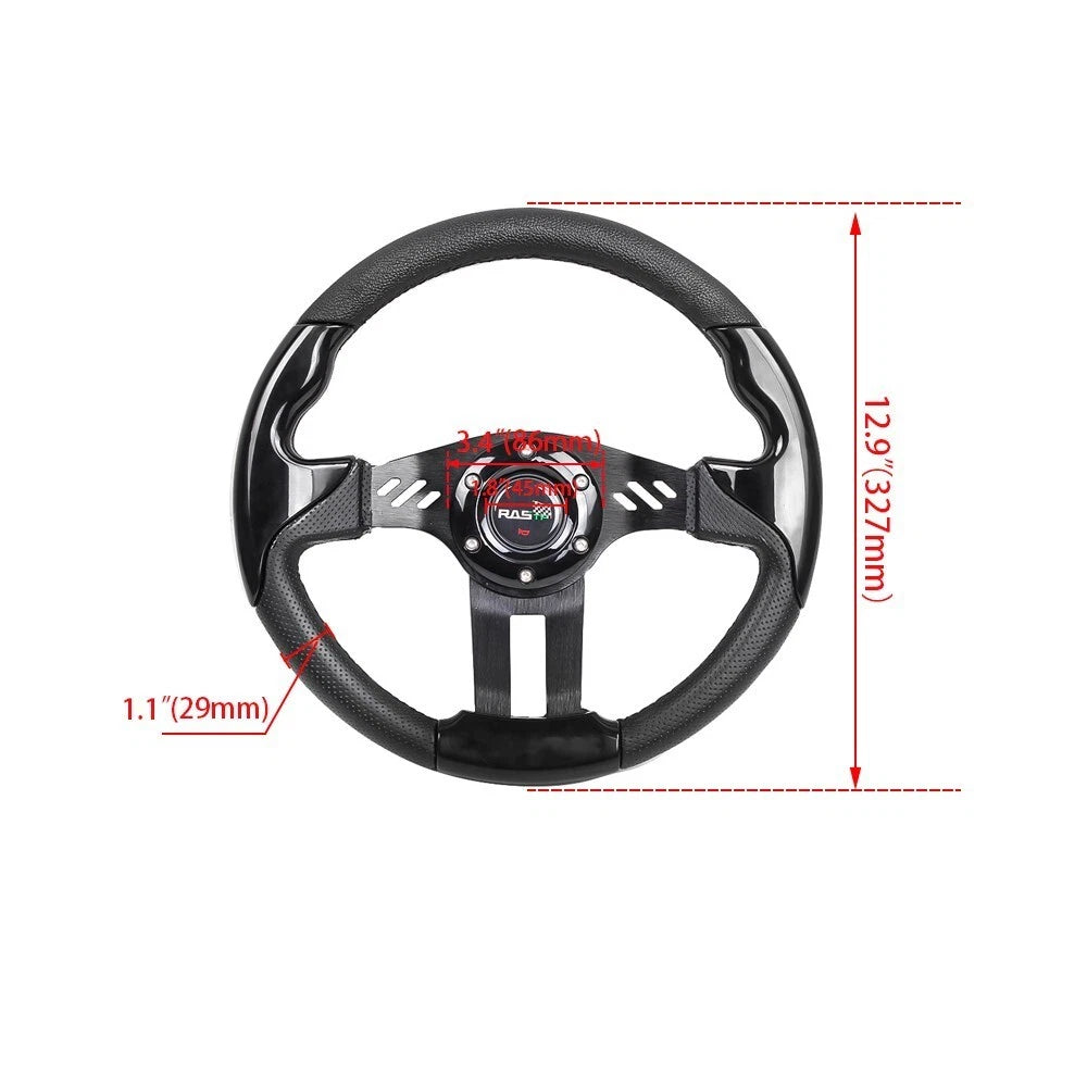13 Inch Black Steering Wheel + Hub Adapter for Club Car Precedent (2004–2023)