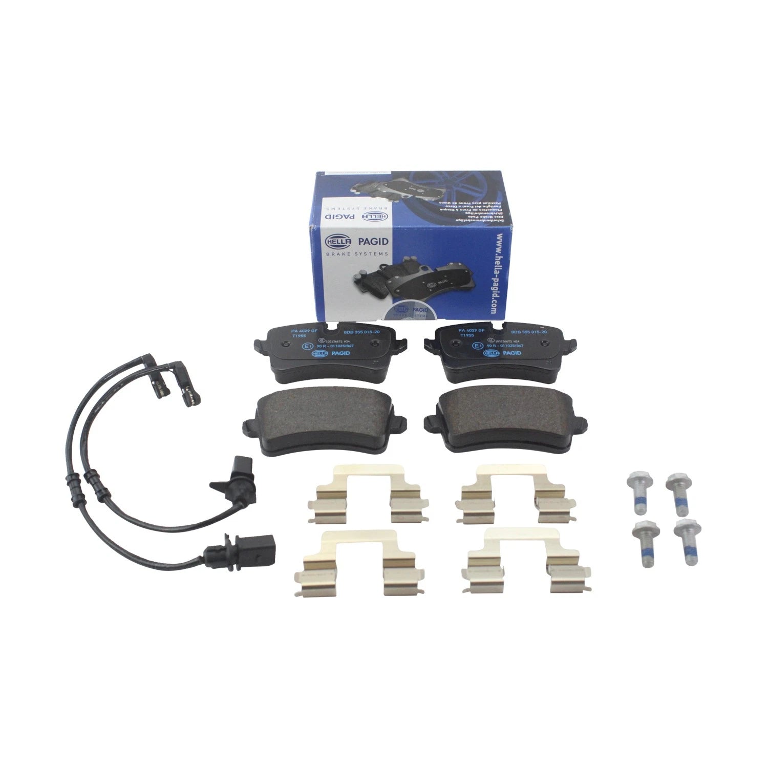 Set of 4 Hella Low-Metallic Brake Pads with Sensors for Mercedes W166 C292