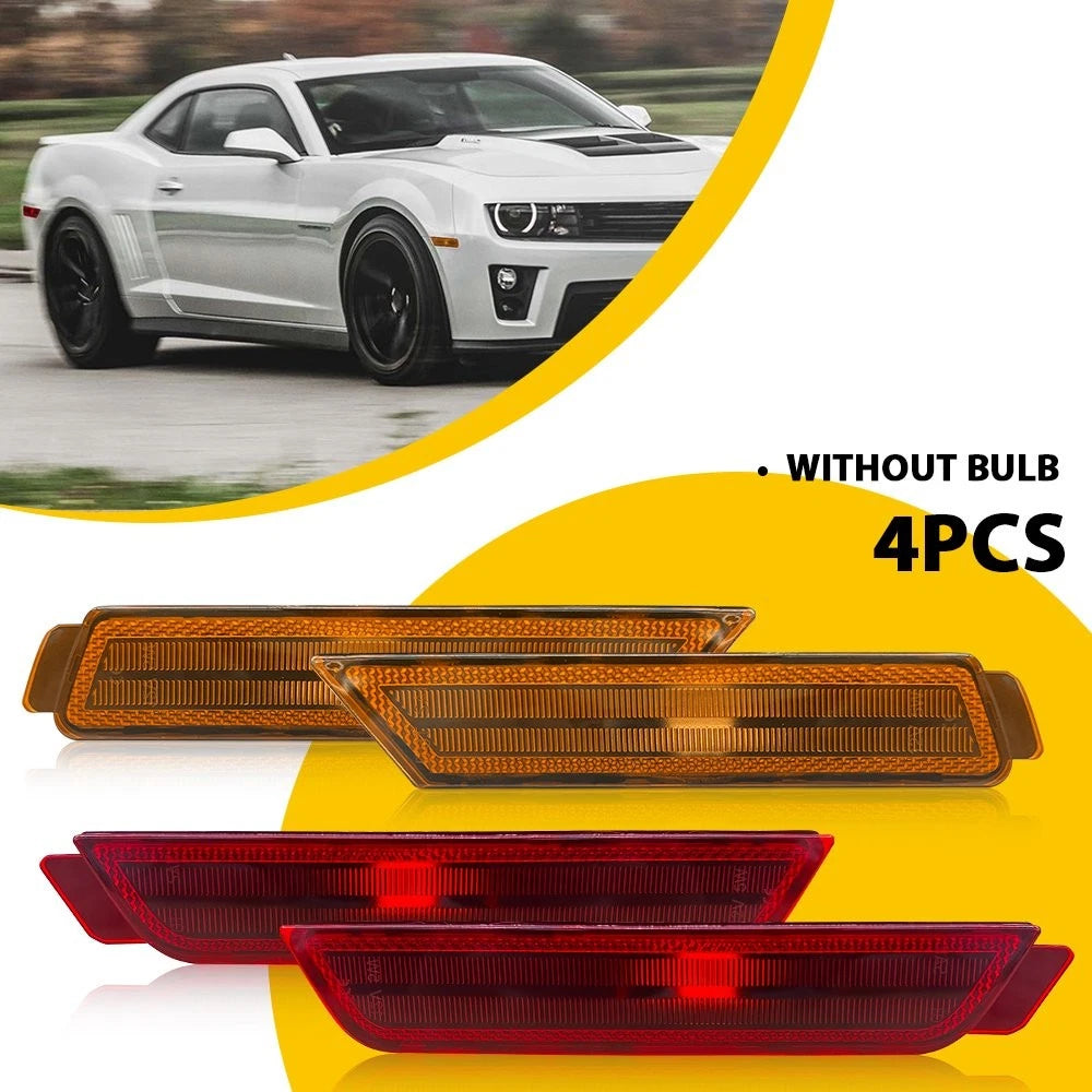 4X Amber Red Bumper Side Marker Light Housing for Chevy Camaro (2010–2015) 9224-6252 H