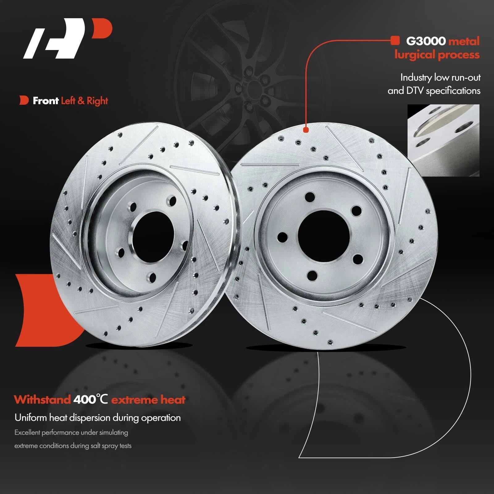 Front Drilled Rotors & Ceramic Brake Pads for Ford Escape (2005-2012)