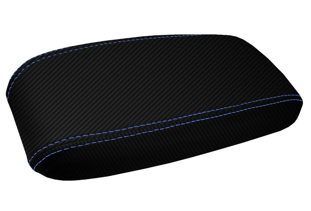Carbon Fiber Console Bucket Seat Cover for Toyota Tacoma (2001–2004) Blue Stitch