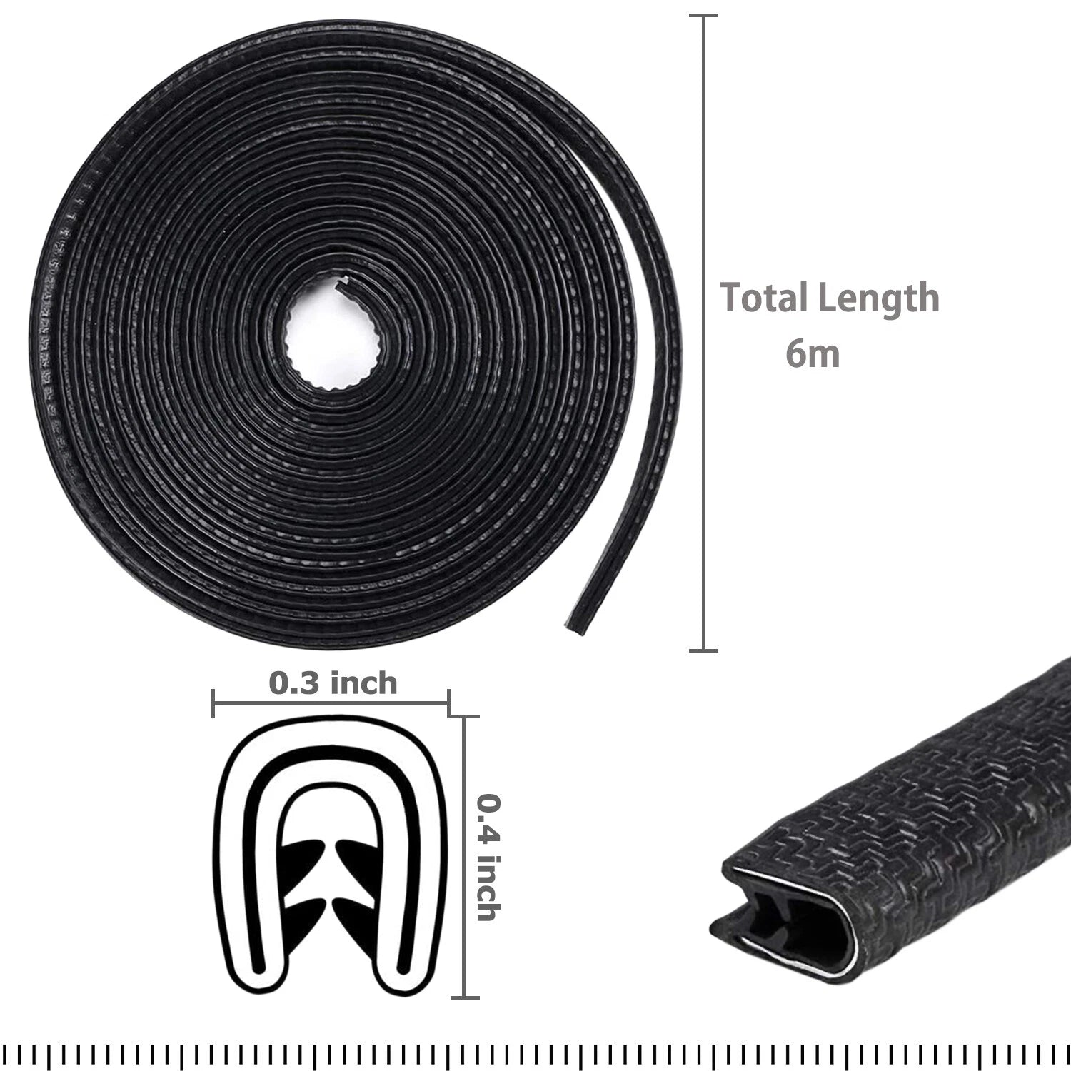 Car Door Edge Guard Protector for Universal Vehicles (16Ft) Rubber Trim
