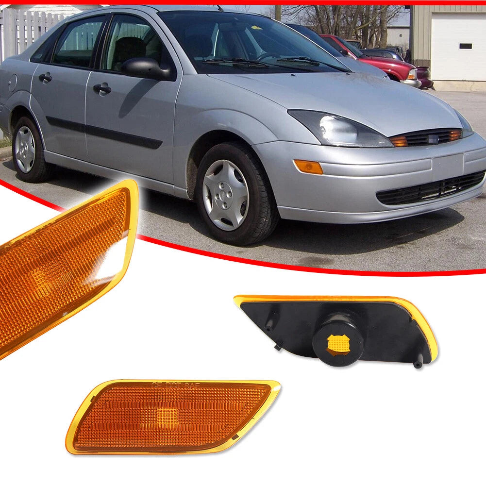 2X OE-Style Amber Lens Front Side Marker Lights for Ford Focus (2000–2004)