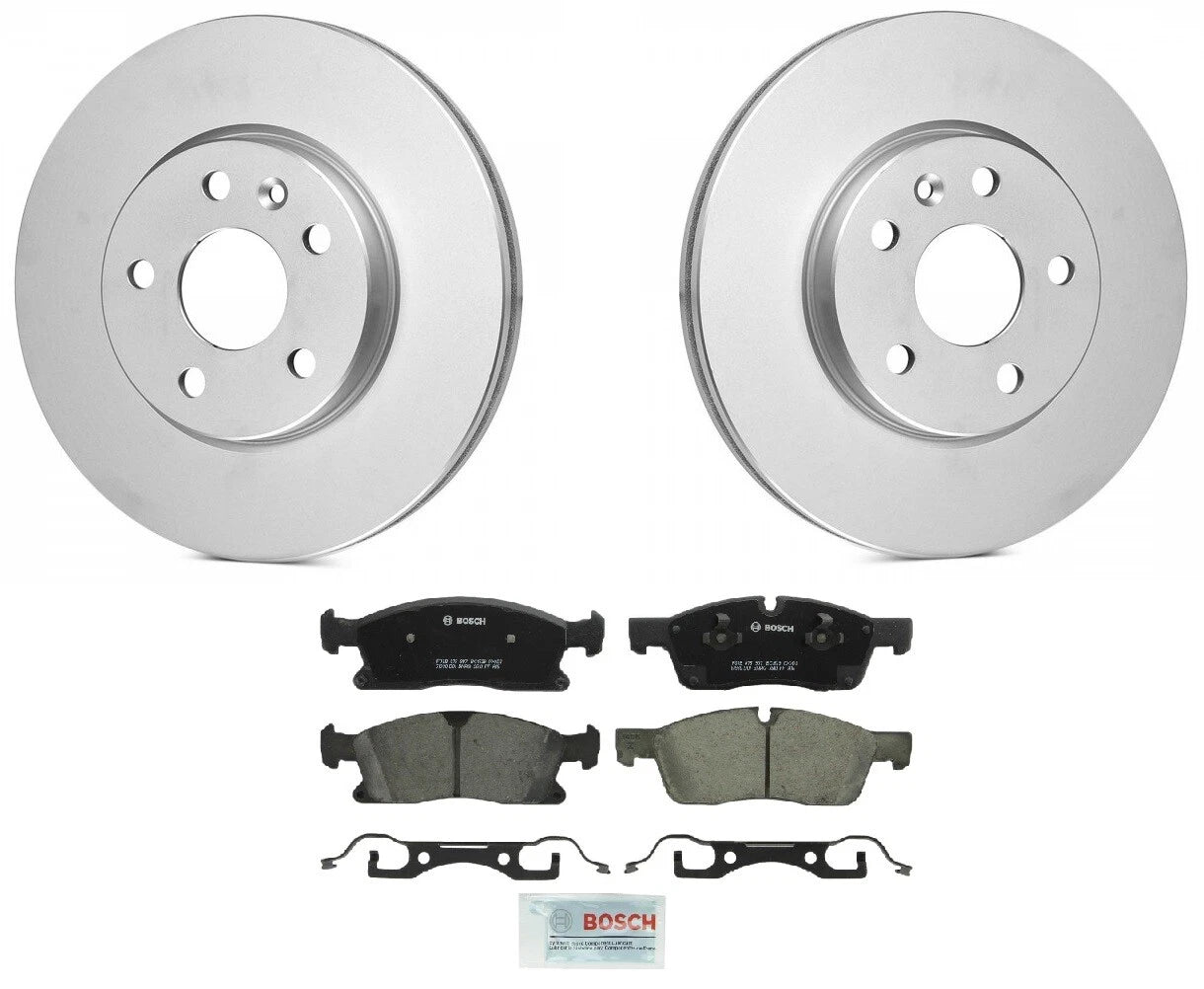 Set of 2 Bosch QuietCast Front Brake Disc Rotors & Ceramic Pads for Dodge Jeep (350mm)