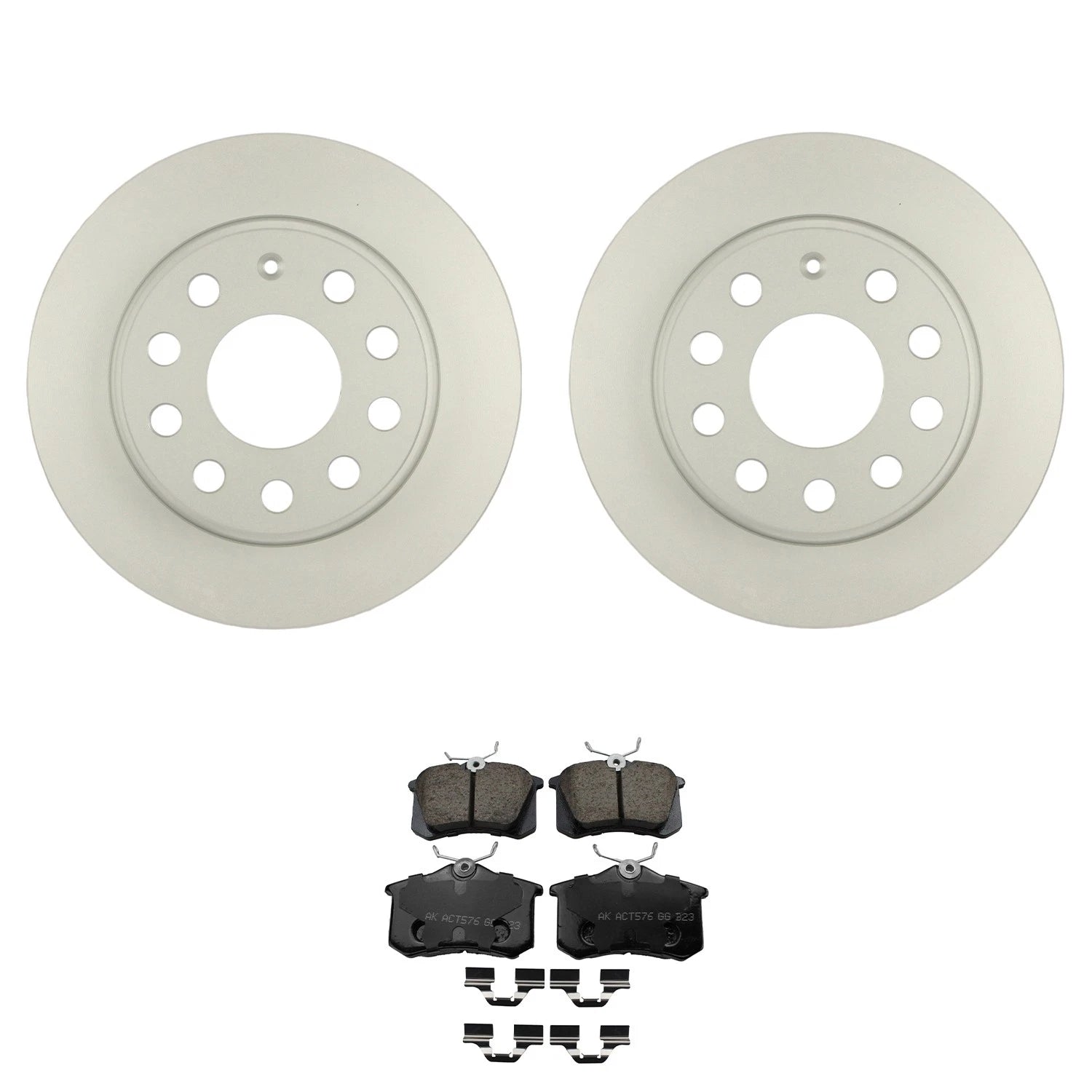 Set of 2 Bosch QuietCast Rear Rotors & Akebono EURO Ceramic Pads for Beetle