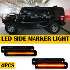 4X Side LED Marker Lights for Hummer H2 (2003–2009) Smoked Amber Red Lamp