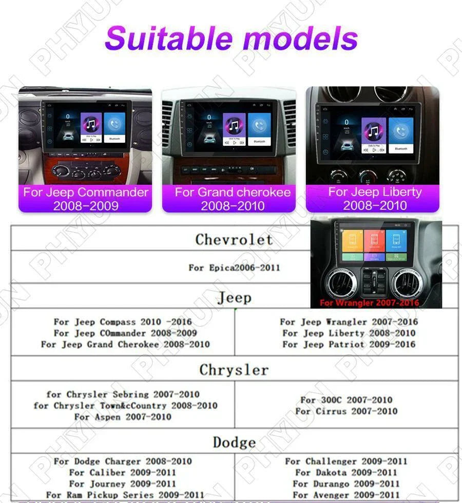 10.1" Android Stereo GPS Radio for Jeep Wrangler Unlimited Patriot (2011-2023)