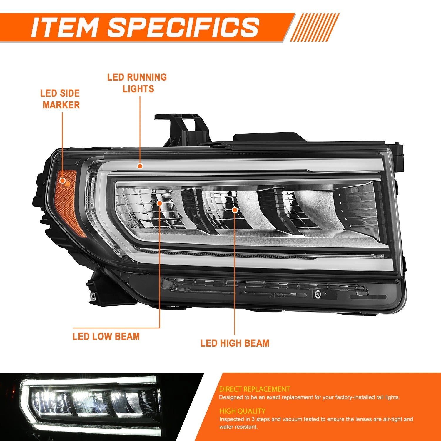 LED DRL Chrome Housing Projector Fog Lights for Freightliner Cascadia (2008–2017)