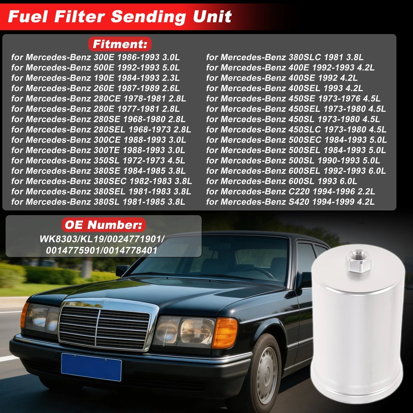 Chassis Pipeline Fuel Filter Assembly for Mercedes-Benz 300E (1986–1993) WK8303