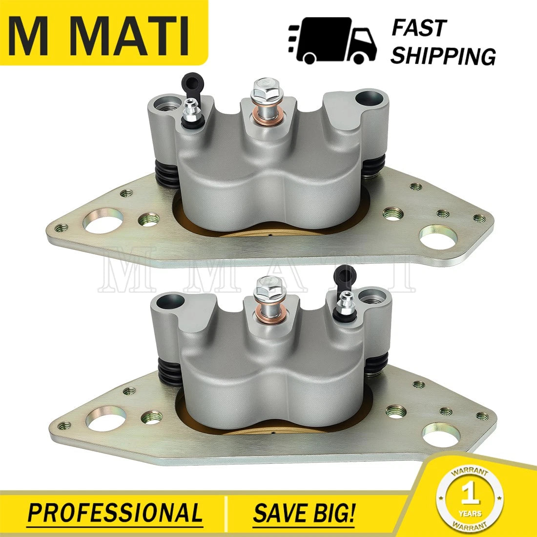 Front Left Right Brake Caliper & Pads for Polaris RZR 900 2011–2014, RZR 1000 2014