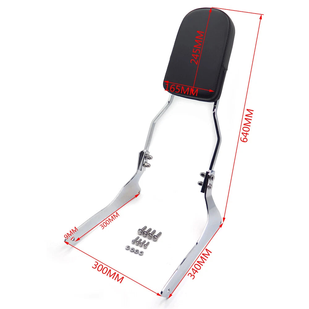 Chrome Flame Backrest Sissy Bar Pad for Suzuki Boulevard C90/VL1500 (2001–2009)