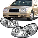 Set of 2 Chrome Halogen Headlights Assembly for Hyundai Sonata (2002–2005)