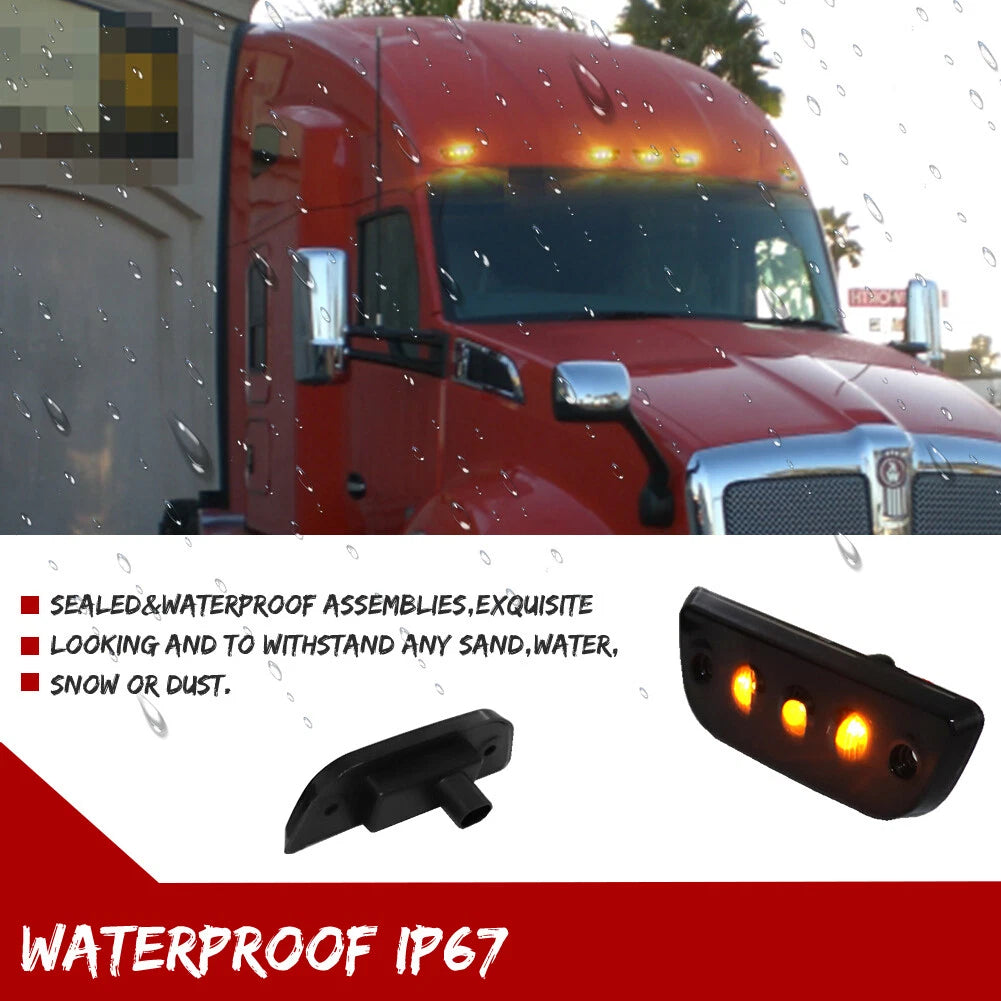 5pc Smoke Lens Amber LED Roof Clearance Marker Light for Kenworth T680 (2017–2023)