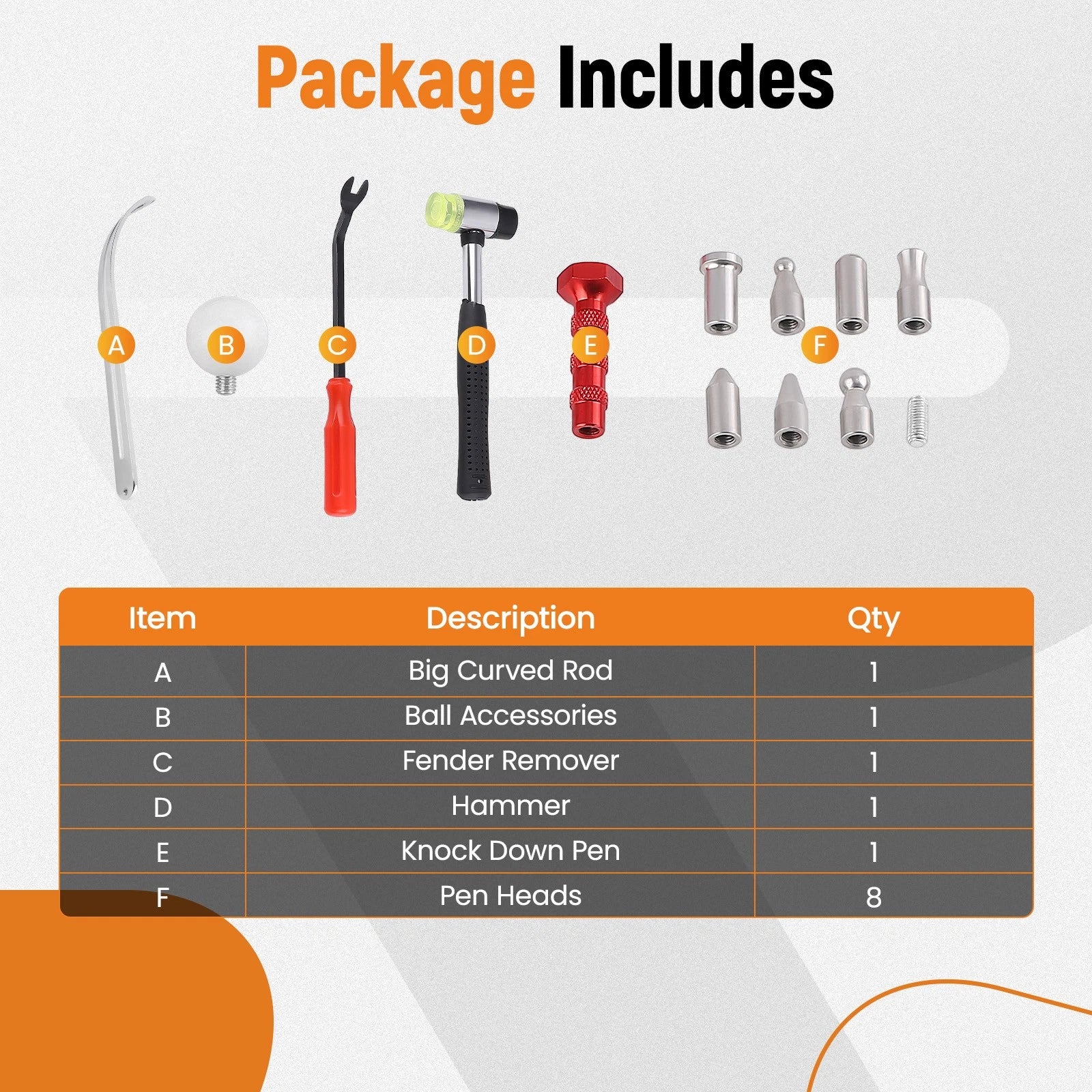 Dent Removal Rods for Universal Automotive Use (Paintless Repair Tool)