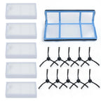 Set of 5 Filters + 10 Side Brushes + Pre-filter Mesh for Medion MD16192 MD18500 MD18501
