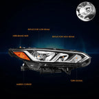 Projector Headlights for Honda Accord (2013–2015) Smoked Lens Amber Corner Pair