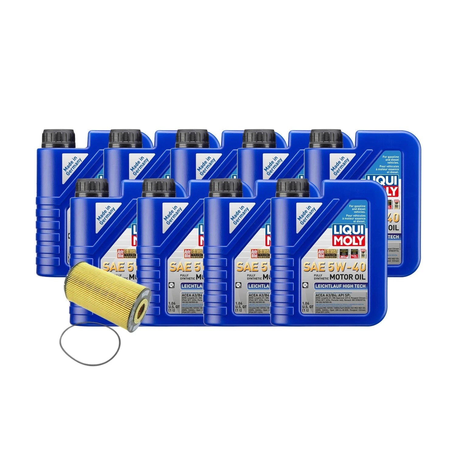 Oil Change Kit for Audi CEUA (9L Liqui Moly Leichtlauf 5W-40, Hengst)