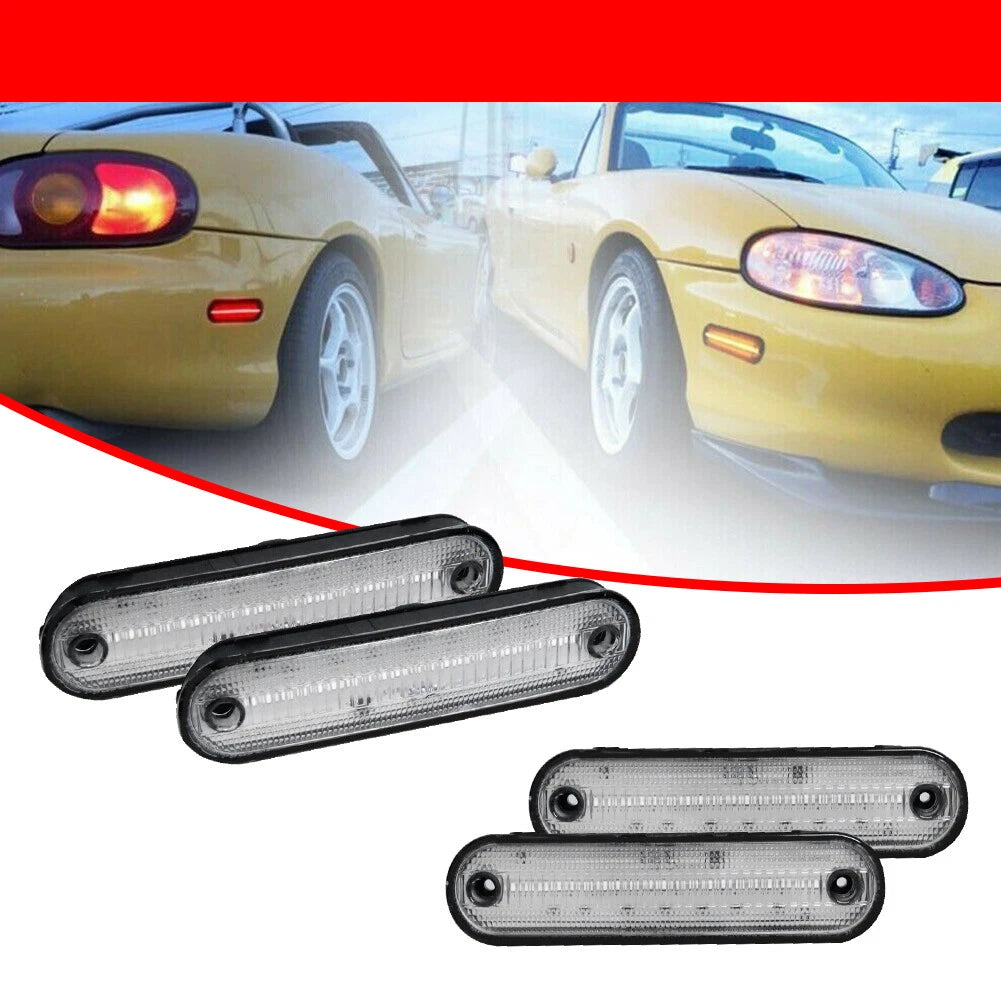 Set of 4 Clear LED Side Marker Signal Lights for Mazda Miata MX-5 (1990–2005)