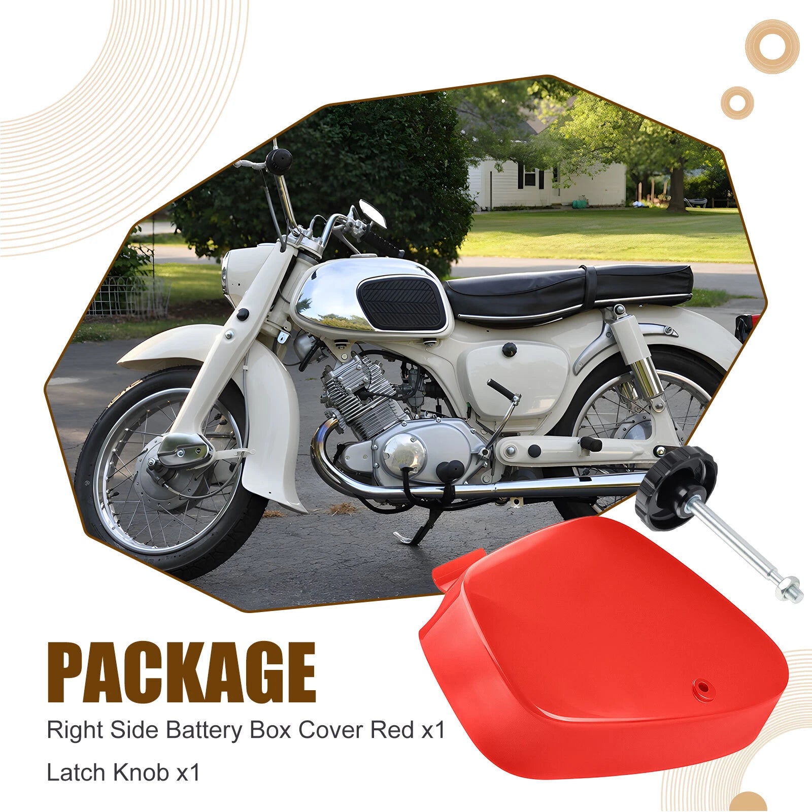 Right Side Battery Box Cover & Latch Knob for Honda CT90 CT110 C70M CA100 CA102