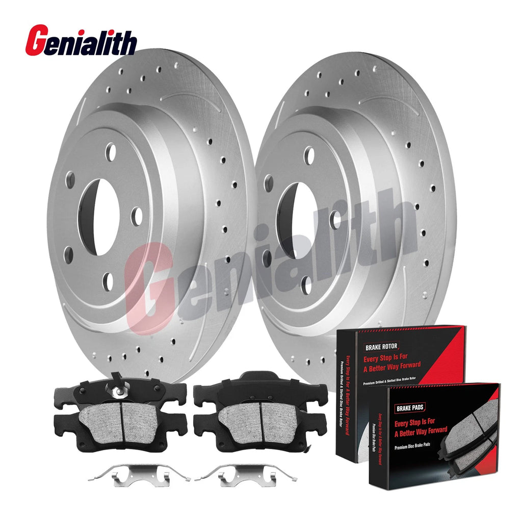 Rear Drilled Solid Brake Rotors & Pads for Dodge Durango, Grand Cherokee (2011–2020)