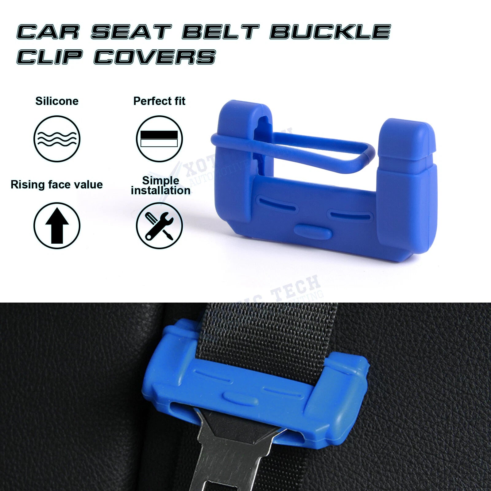 2X Blue Anti-Scratch Car Seat Belt Buckle Clip Protector for Universal (Universal)